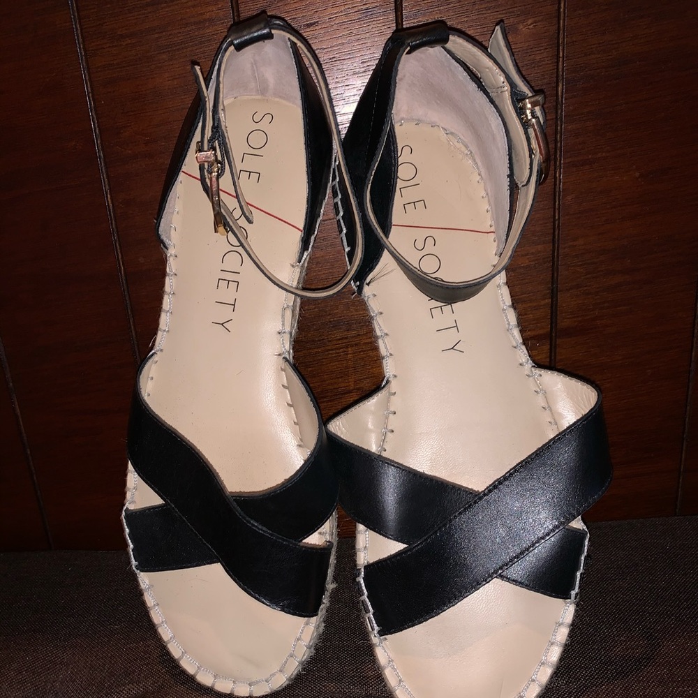 Sole Society leather Ankle Strap Espadrille- 9.5